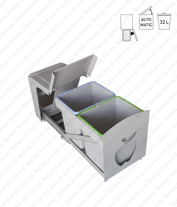 Balde para lixo extra�vel - Porta lateral - M�d. 400 - Autom�tico - 32L